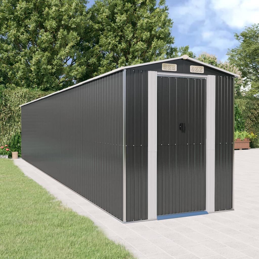 GOLINPEILO Metal Outdoor Garden Storage Shed, Large Steel Utility Tool Shed Storage House, Steel Yard Shed with Double Sliding Doors
