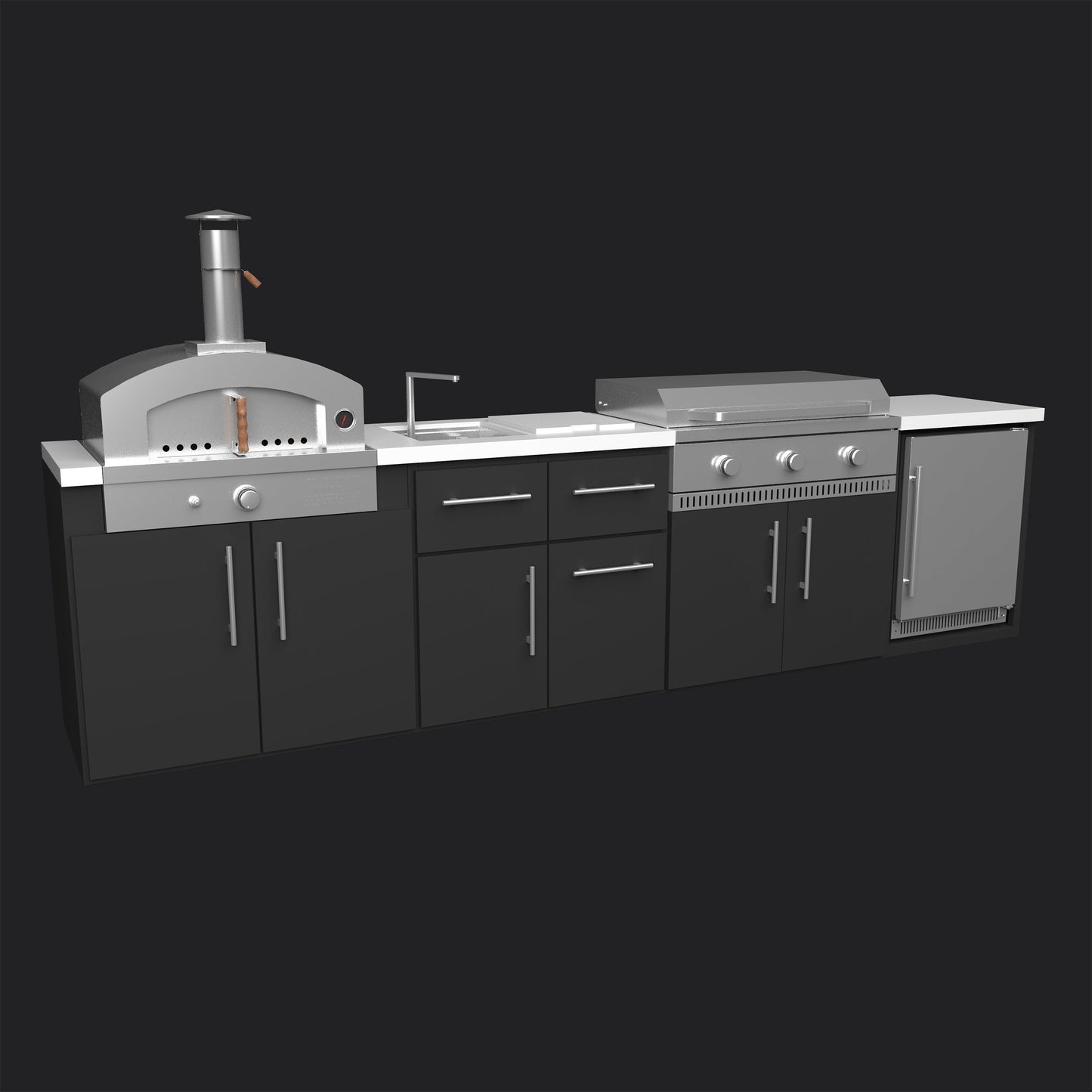 Emory | 12-Foot Outdoor Kitchen Island with Built-In Griddle & Pizza Oven