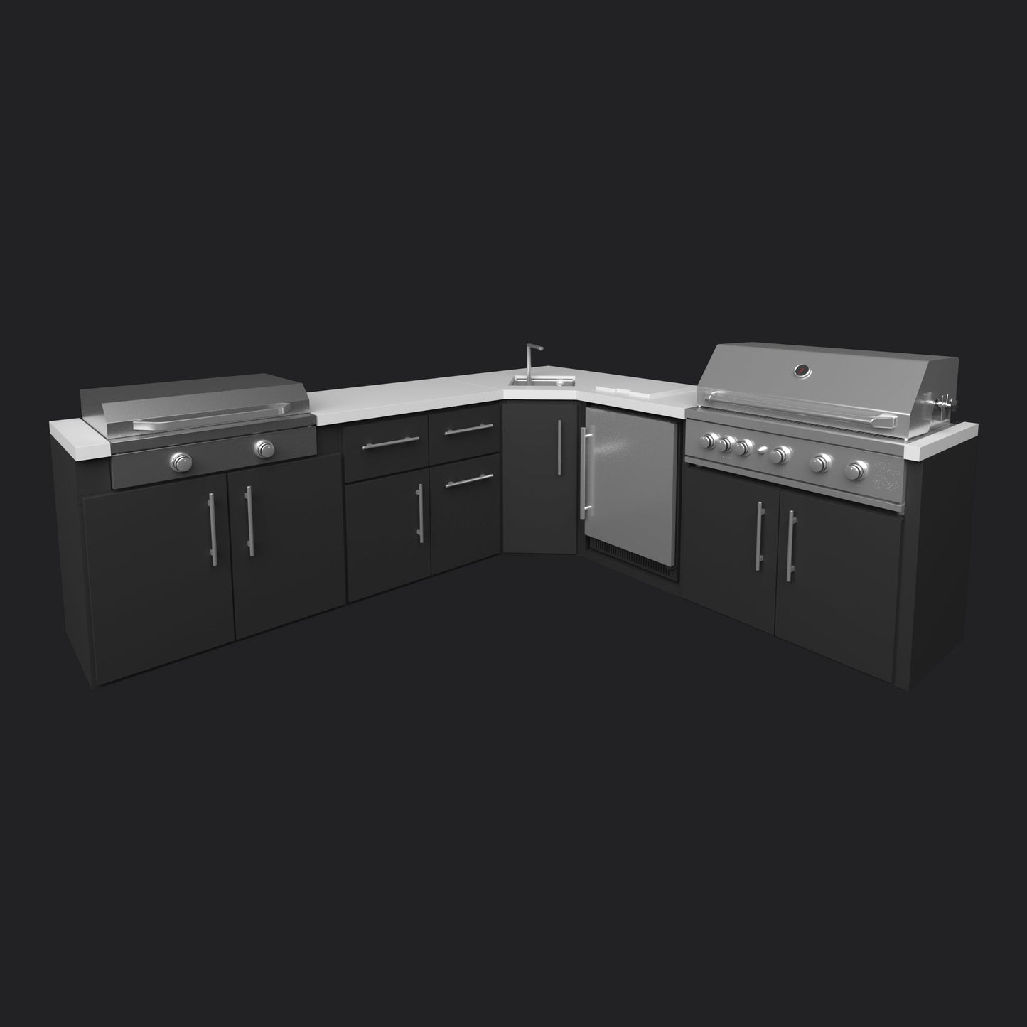 Emory | Corner Outdoor Kitchen Island with Built-In Grill & Griddle