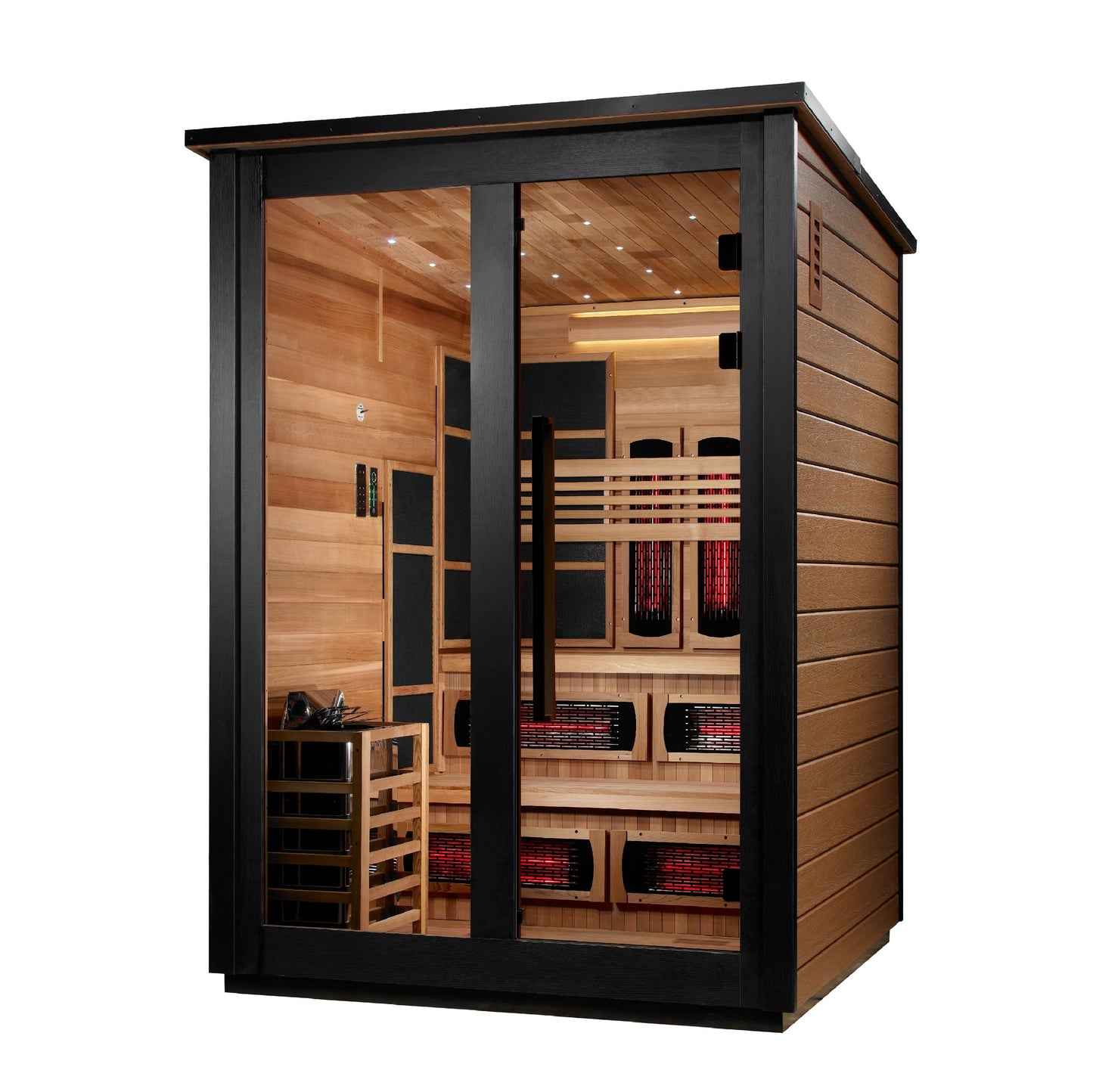 Golden Designs "Kaskinen 2 Tone" 6-Person Outdoor PureTech™ Full Spectrum Hybrid Sauna — Flat Roof (2026 Model) | GDI-8526-03