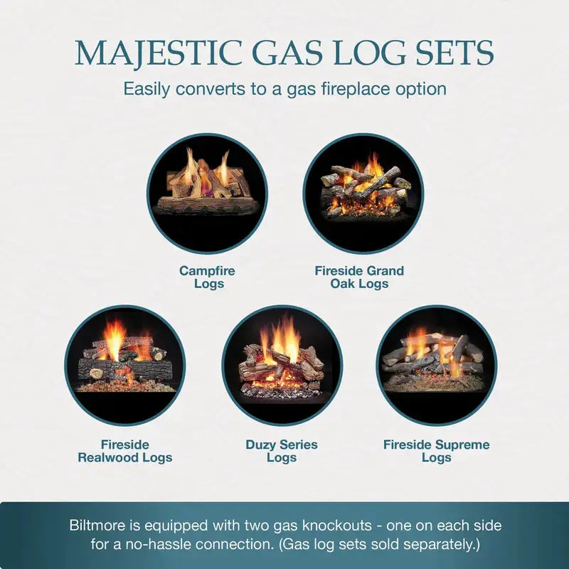 Majestic Biltmore 36" Wood Burning Fireplace | Large Regal Design | SB60