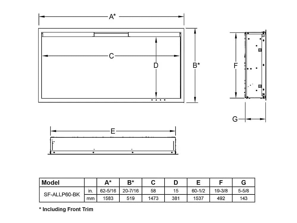 SimpliFire Built-In Electric Fireplace 60-in Allusion Platinum WM60