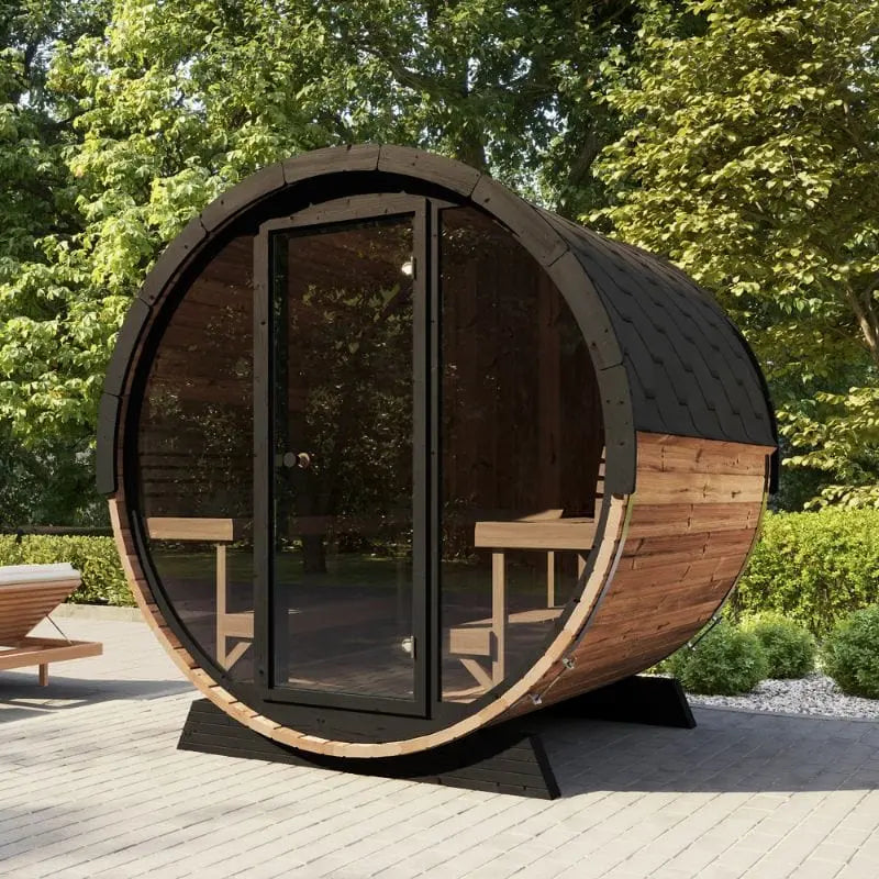 SaunaLife Model EE8G 6-Person Outdoor Barrel Sauna | AQVINA World