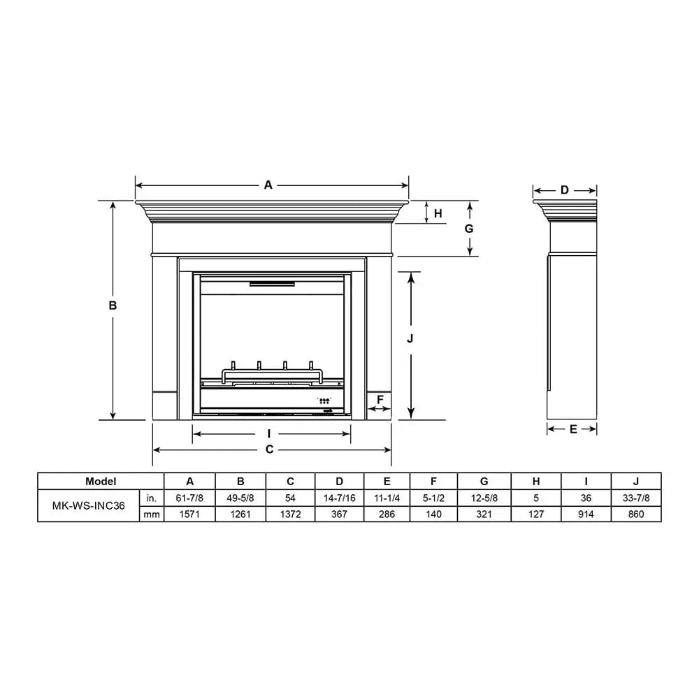 SimpliFire Electric Fireplace Mantel Packages Inception 36-in Wescott Mantel & Folio Decorative Front EF36WESCOTT