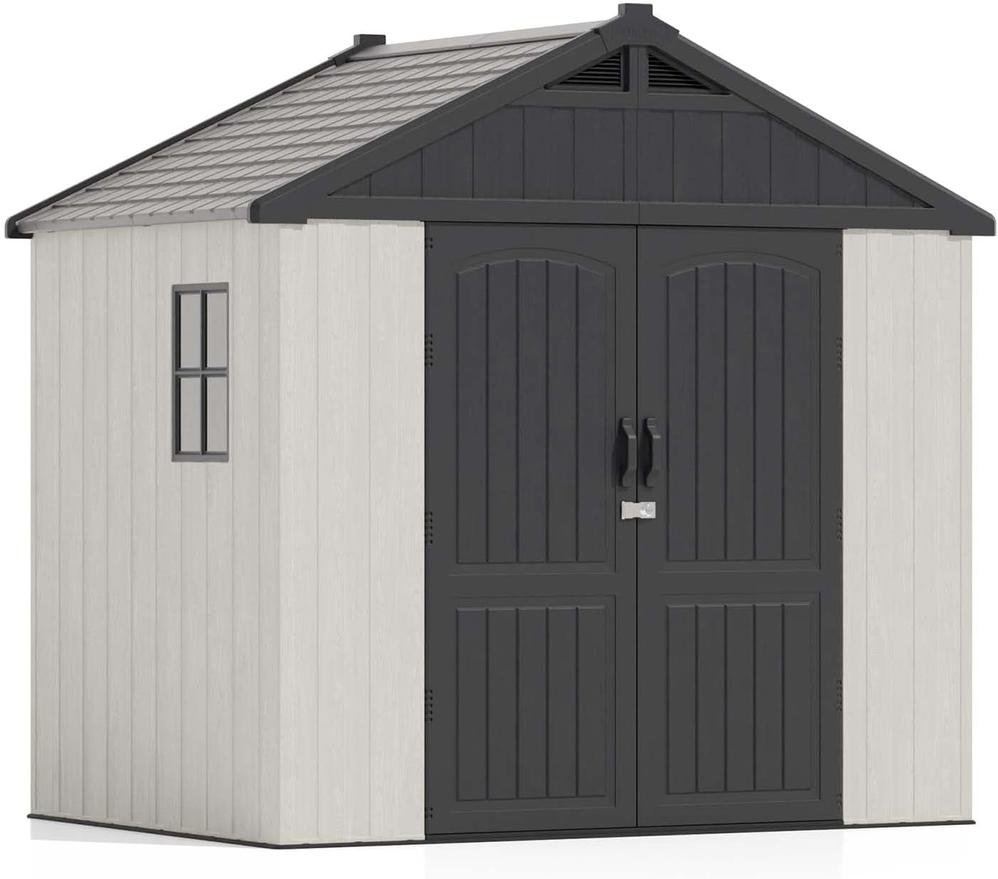 8' x 6' Outdoor Storage Shed – Resin, Floor, Window & Lockable Door
