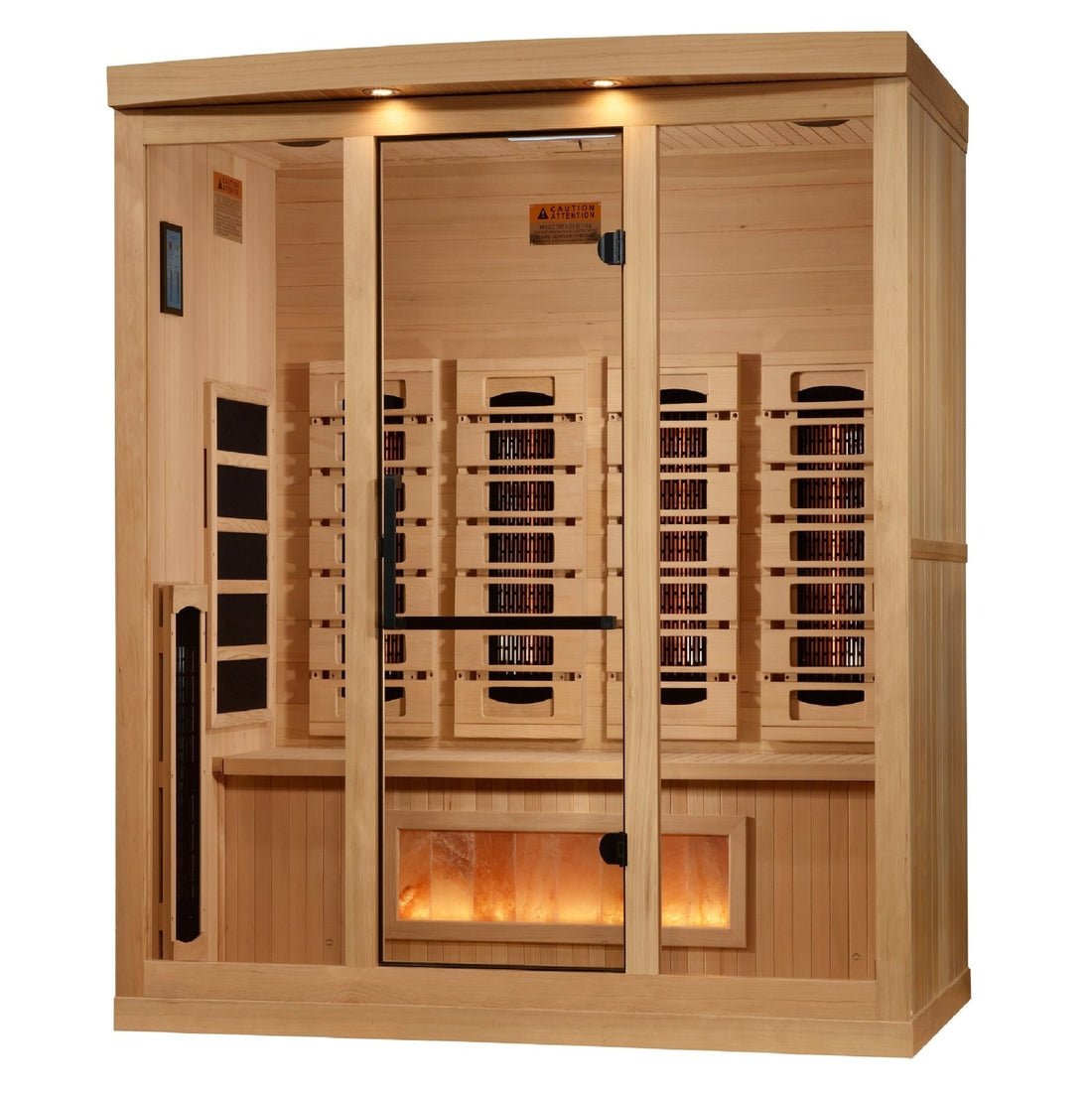Golden Designs 4-Person Full Spectrum PureTech™ Near Zero EMF Infrared Sauna with Himalayan Salt Bar | Model: GDI-8040-03