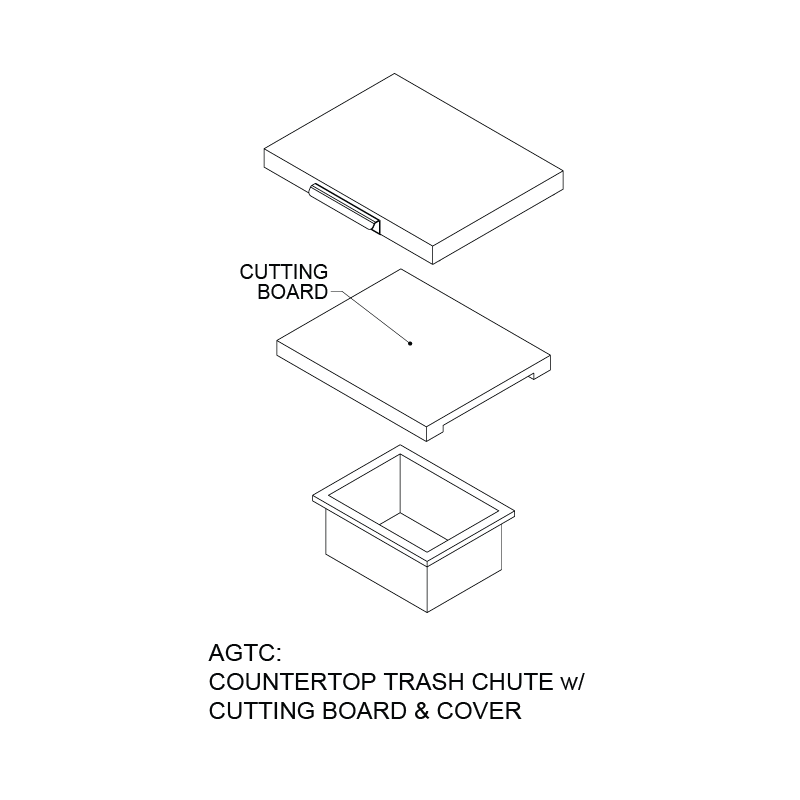 Hestan Outdoor Countertop Trash Chute With Cutting Board