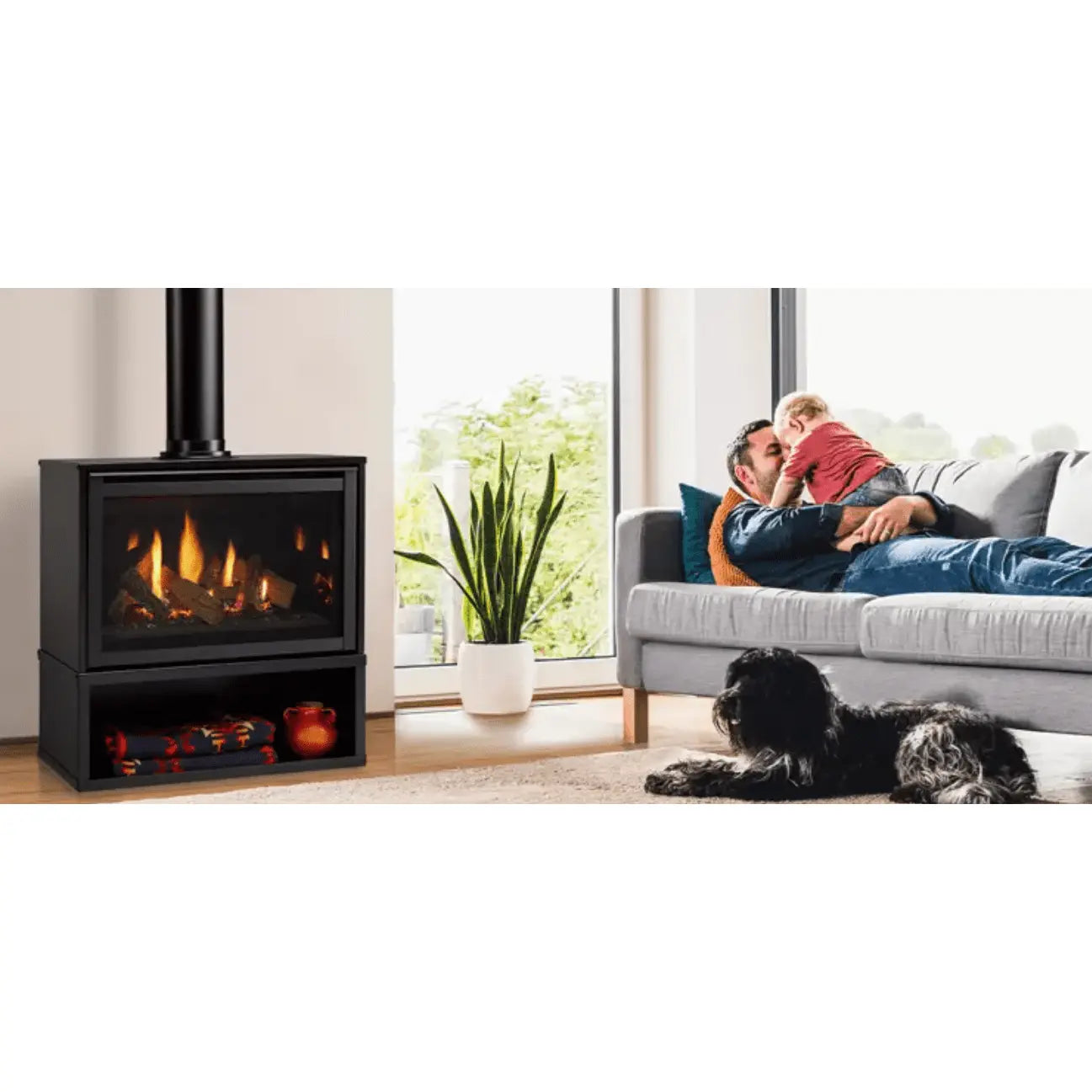 Majestic Ruby 30 Freestanding Direct Vent Gas Fireplace | 32,700 BTU | IntelliFire Touch | RUBY30INFREE