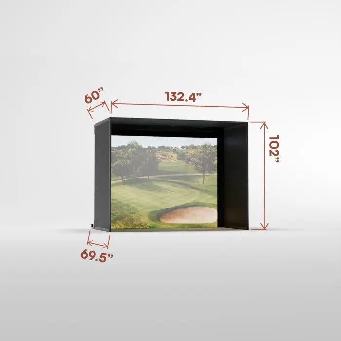 Carl's Place PRO Golf Simulator Enclosure Kit with High-Contrast Gray Impact Screen 8'H × 10.5'W × 5'D | Model: pgec2-gp-8x10-5x5