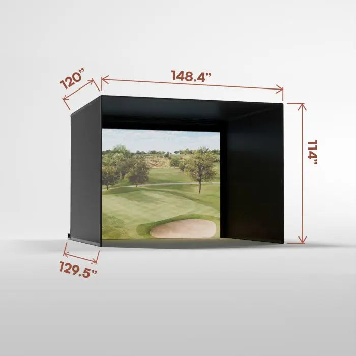 Carl's Place PRO Golf Simulator Enclosure Kit with Premium Impact Screen 9'H × 12'W × 10'D | Model: pgec2-pm-9x12x10