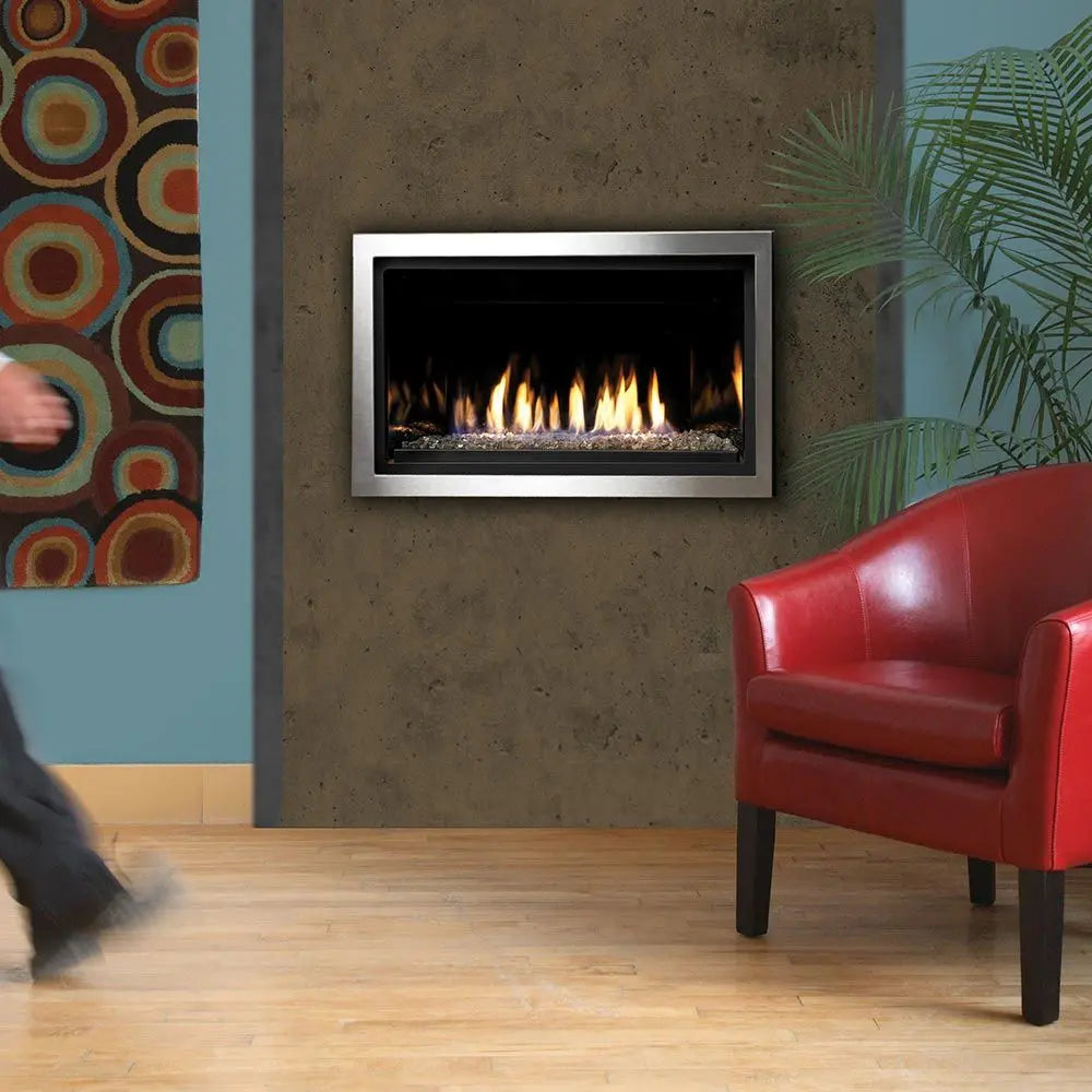 Kingsman Gas Fireplace ZCVRB3622 36" Direct Vent Black Porcelain KingsmanZCVRB3622