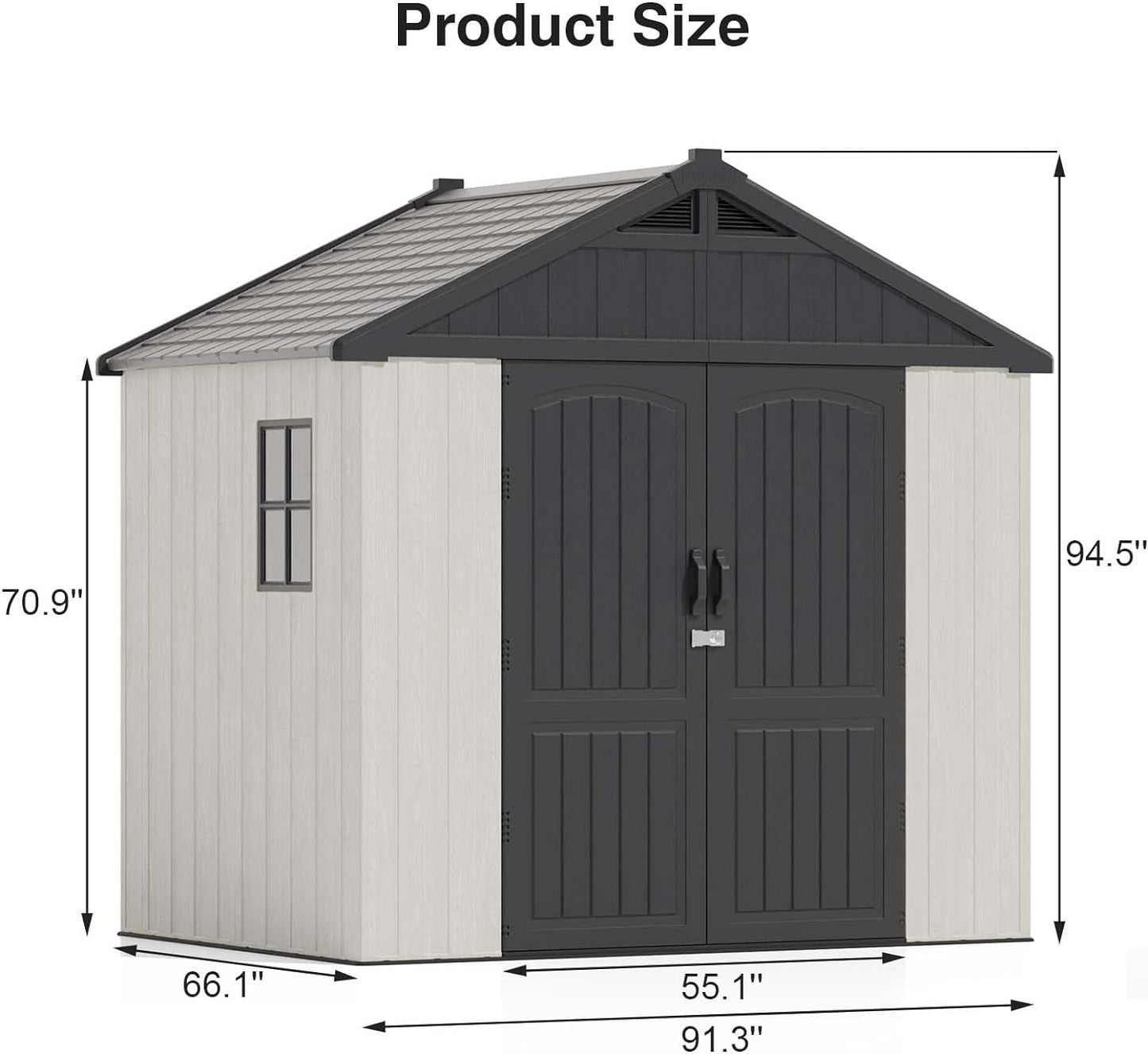 8' x 6' Outdoor Storage Shed – Resin, Floor, Window & Lockable Door