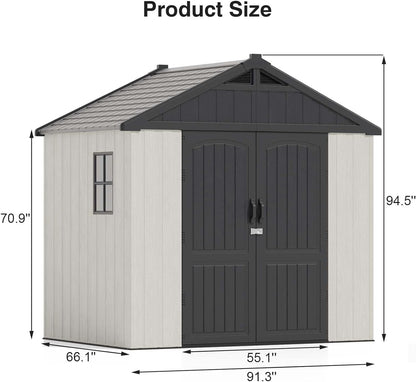 8' x 6' Outdoor Storage Shed – Resin, Floor, Window & Lockable Door