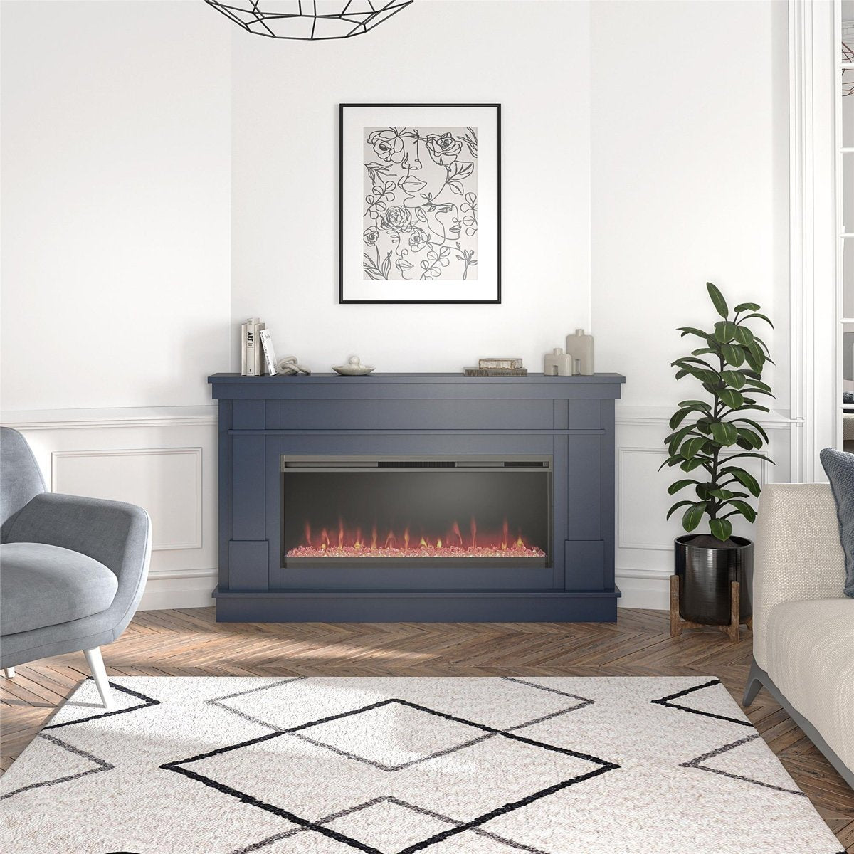 Novogratz Waverly Wide Mantel Electric Fireplace