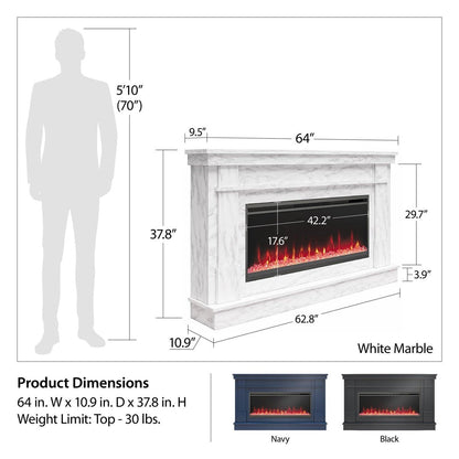 Novogratz Waverly Wide Mantel Electric Fireplace