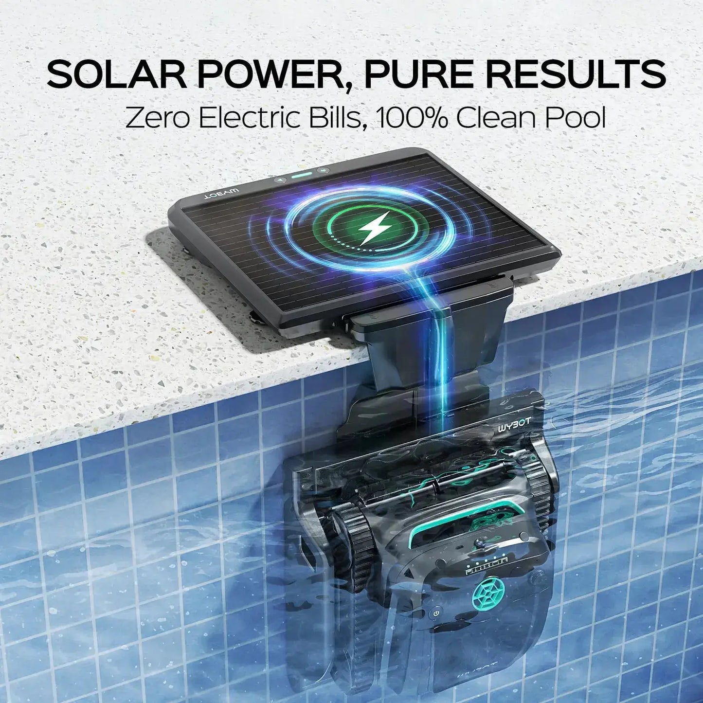 WYBOT S2 Solar Vision Robotic Pool Cleaner – Self-Charging Solar Dock, AI Camera