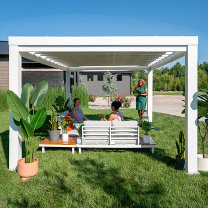 14x12 Windham Modern Steel Pergola With Sail Shade Soft Canopy