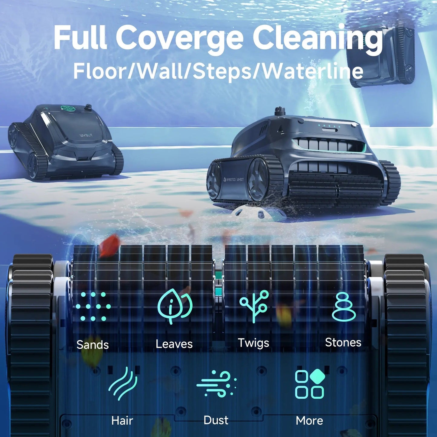 WYBOT S2 Cordless Robotic Pool Cleaner – Triple Motor, Floor to Waterline
