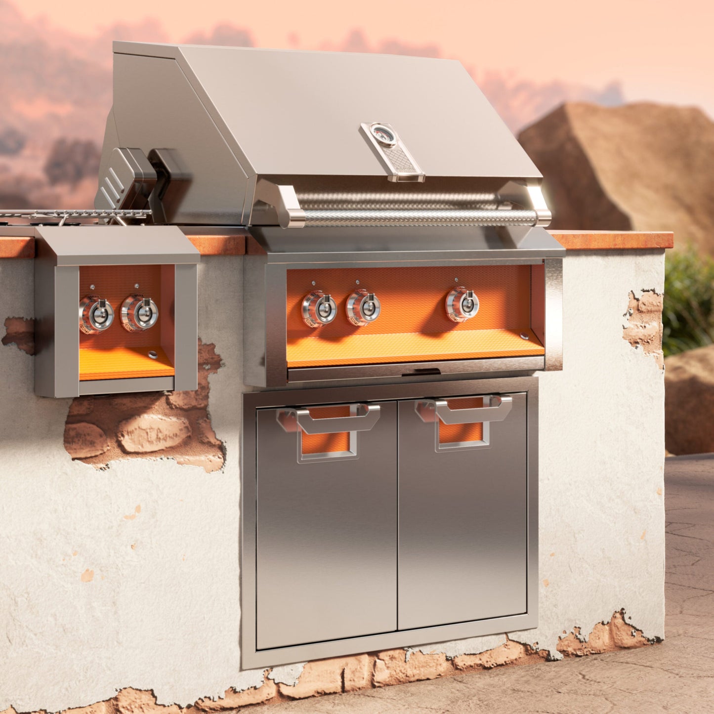 Aspire By Hestan 30" Outdoor Built-In Grill with 1 U-Burner, 1 Sear Burner & Rotisserie - EMBR30
