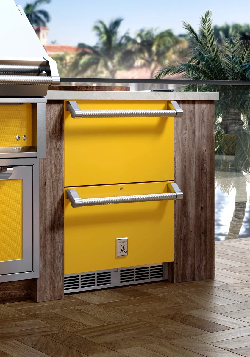 Hestan 24″ Outdoor Refrigerator Drawer and Freezer Drawer With Lock - GRFR24
