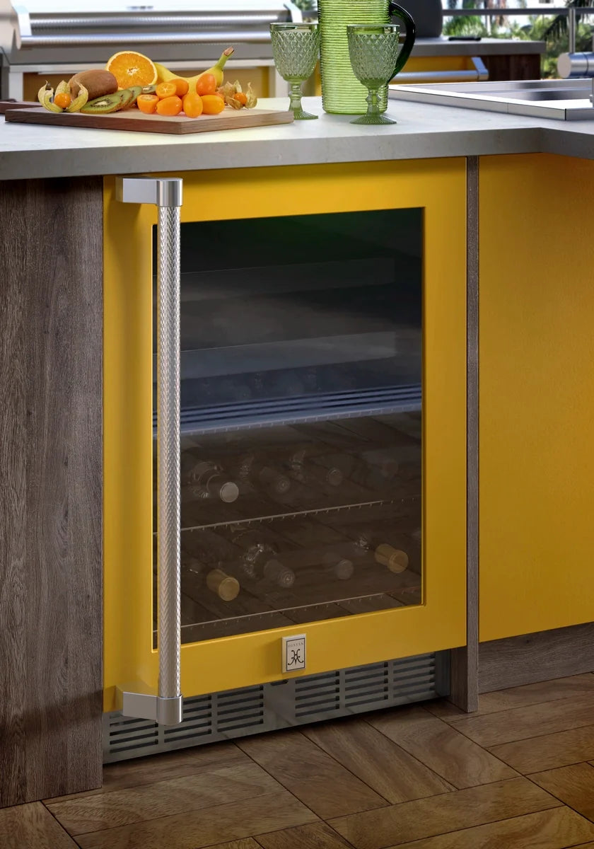 Hestan 24″ Left Hinged With Lock, Outdoor Dual Zone Refrigerator with Wine Storage (UV-Coated Glass Door) - GRWGL24