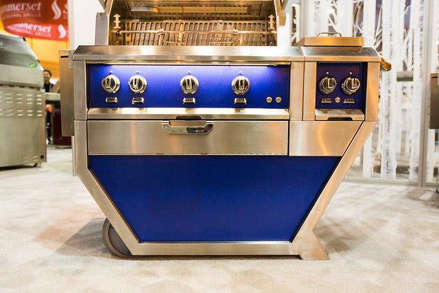 Hestan 36" Outdoor Built-In Grill with Deluxe Cart, 2-Trellis Burners, Sear Burner, Double Side Burner & Rotisserie Kit - GMBR36CX2