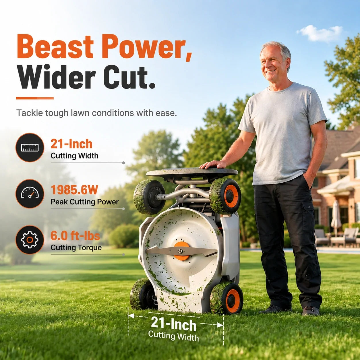 Mowrator S1 21" Leaf & Lawn 4WD 75% Slope (37°) Remote Control Mower
