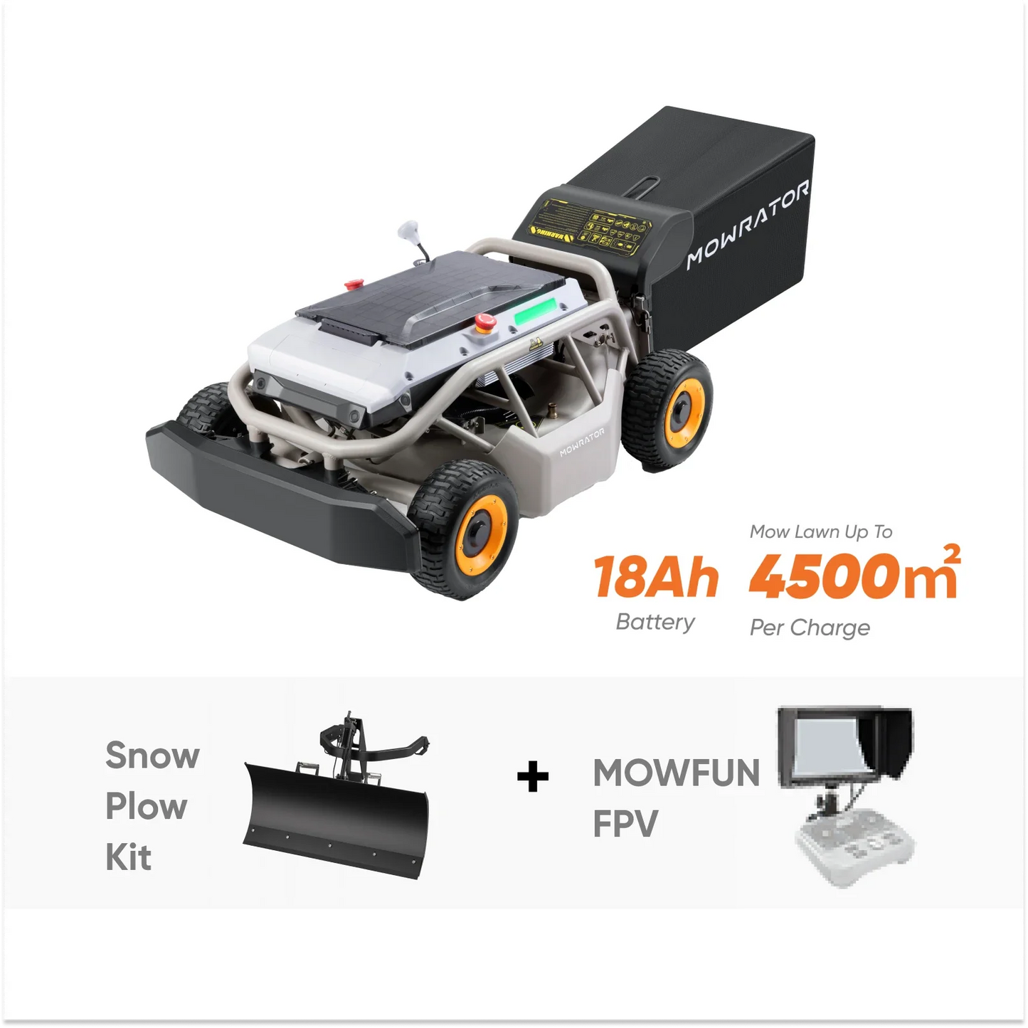 Indoor Mow-Plow Bundle | S1 4WD 18AH Lawn Mower+Snow Plow Kit+MOWFUN FPV