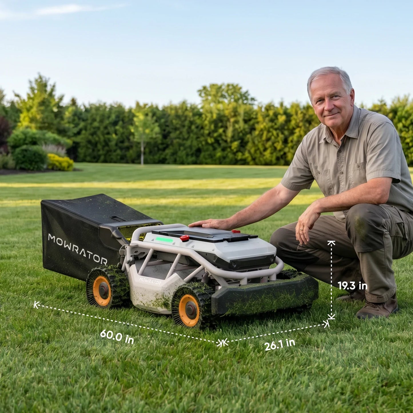 Mowrator S1 21" Leaf & Lawn 4WD 119% Slope (50°) Remote Control Mower Grip Tread Tire Edition