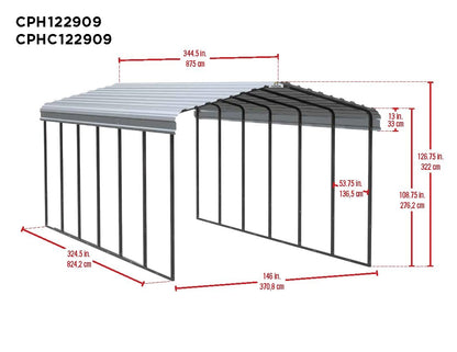 Arrow Carport, 12 ft. x 29 ft. x 9ft. Eggshell 12′ x 29′ x 9′