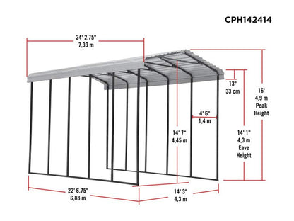Arrow Carport, 14 ft. x 24 ft. x 14ft. Eggshell 14′ x 24′ x 14′