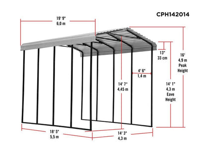 Arrow Carport, 14 ft. x 20 ft. x 14ft. Eggshell 14′ x 20′ x 14′