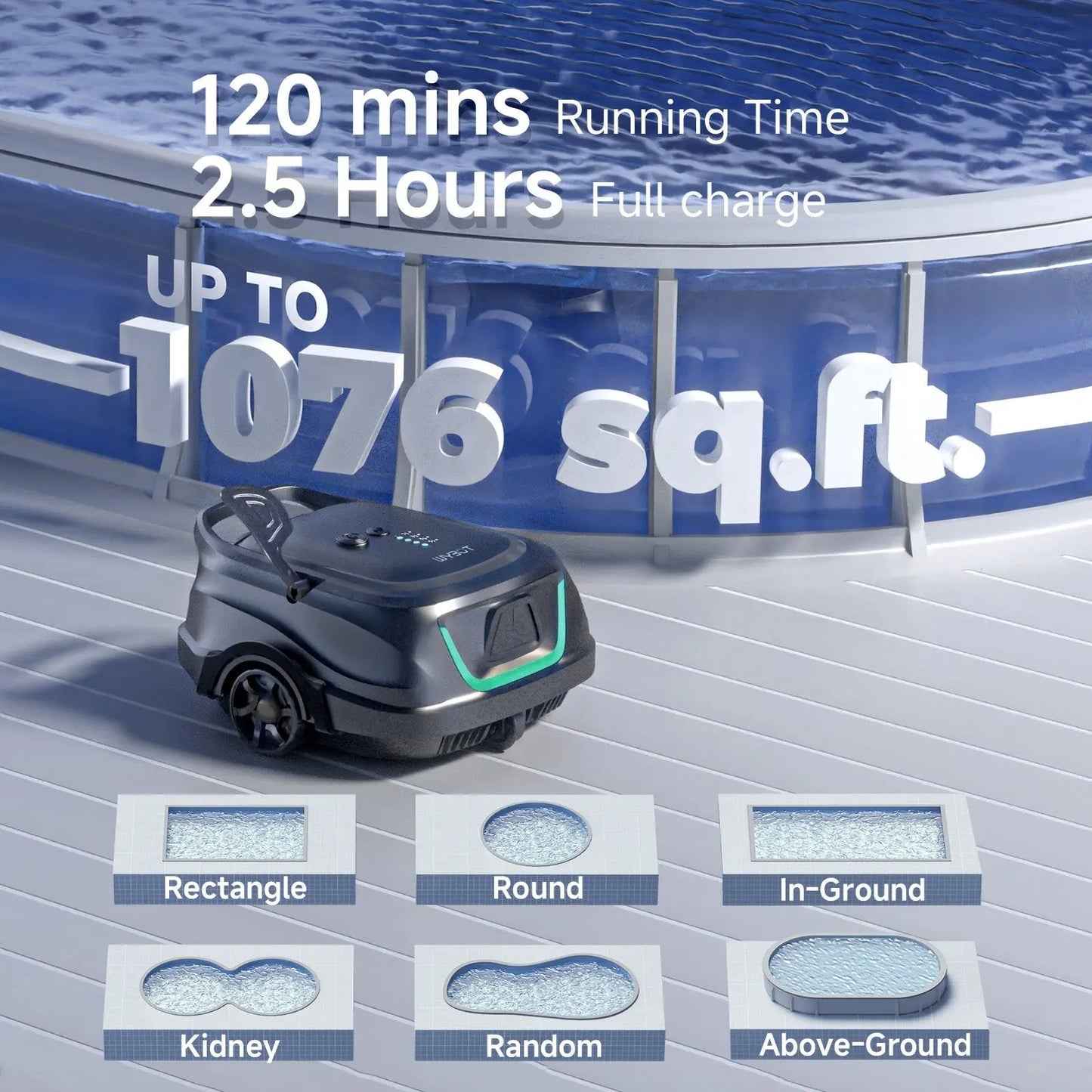 WYBOT A1 Cordless Robotic Pool Cleaner – Floor & Edge Cleaning