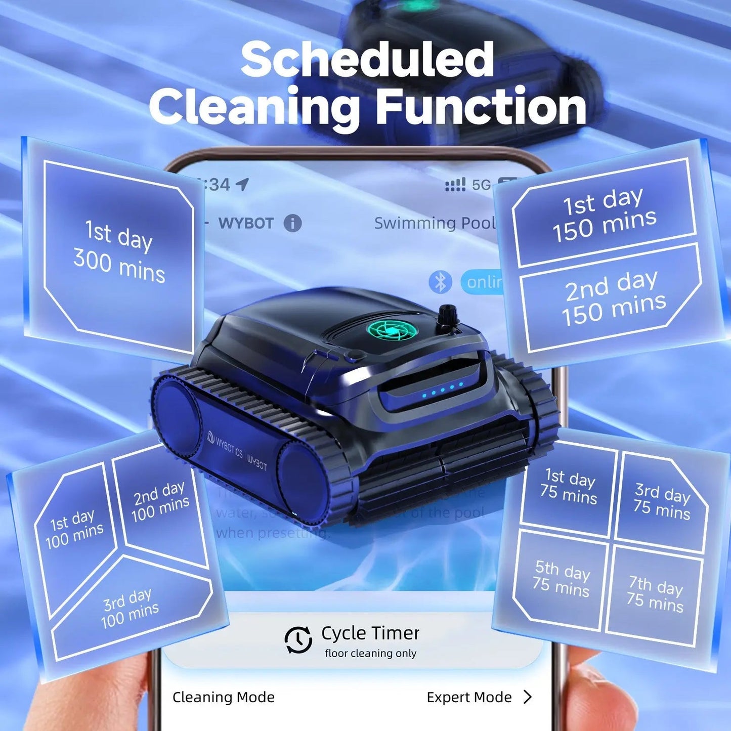 WYBOT M1 Cordless Robotic Pool Cleaner – Smart App Control