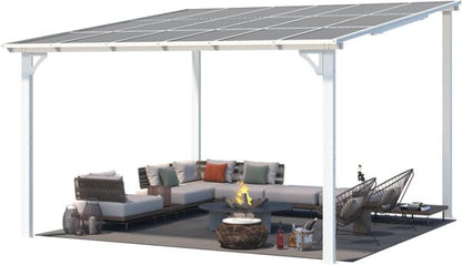 Aecojoy 12 ft x 12 ft White Aluminum Pergola with Canopy