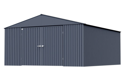 Arrow Shed Elite 14′ x 16′ Outdoor Lockable Gable Roof Steel Storage Shed Building, Anthracite