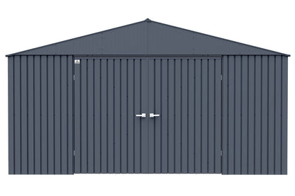 Arrow Shed Elite 14′ x 16′ Outdoor Lockable Gable Roof Steel Storage Shed Building, Anthracite