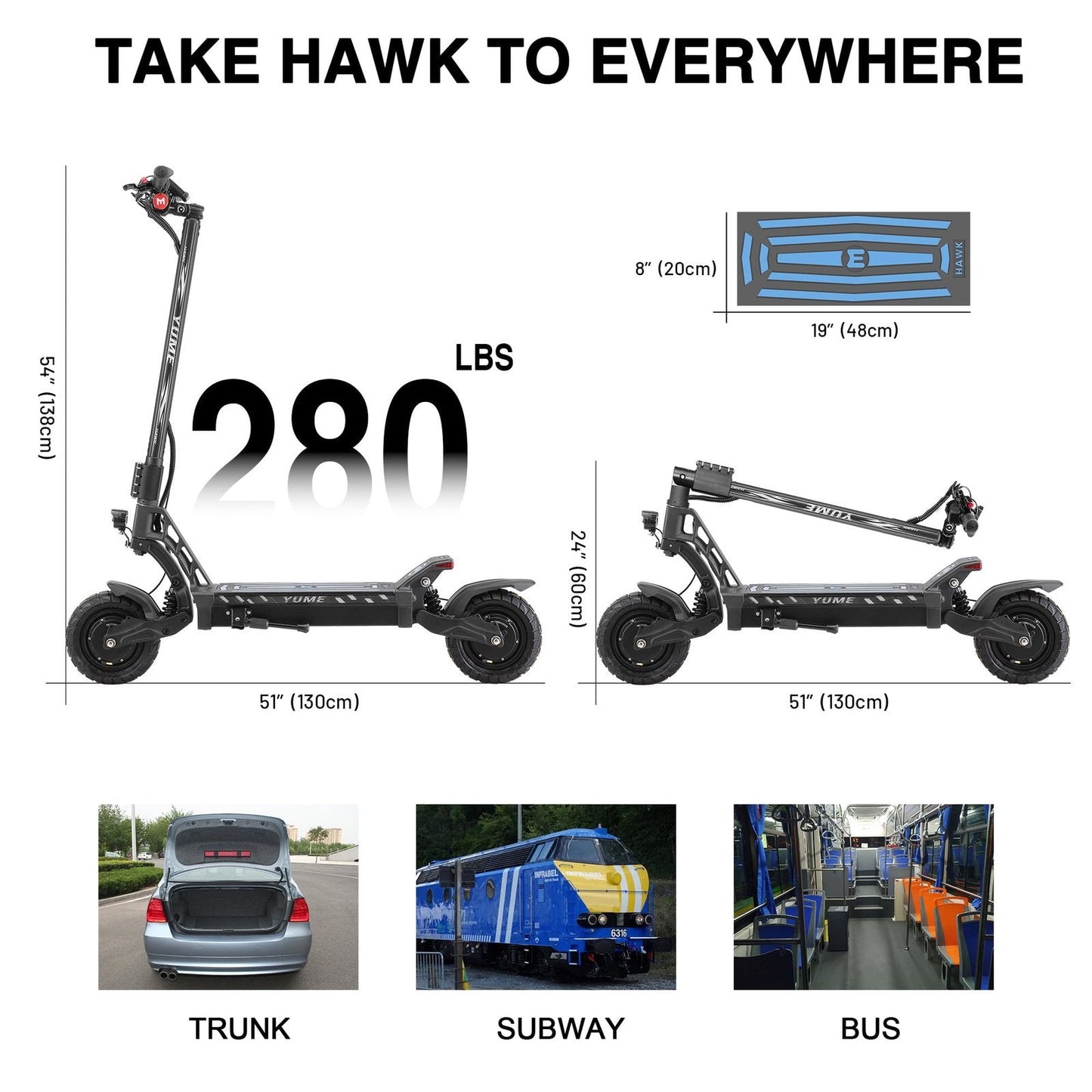 M YUME SCOOTER Hawk Dual Motor Electric Scooters for Adults 2400W 43MPH 43Miles Long Rang E-Scooter