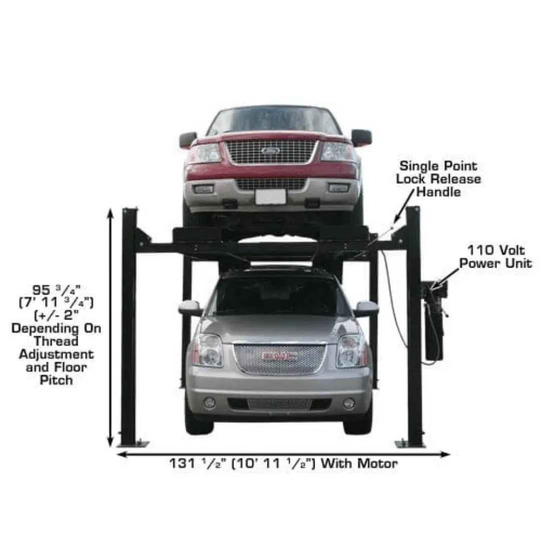 Atlas Pro9000 4 Post Lift with RJ6 Rolling Jacks