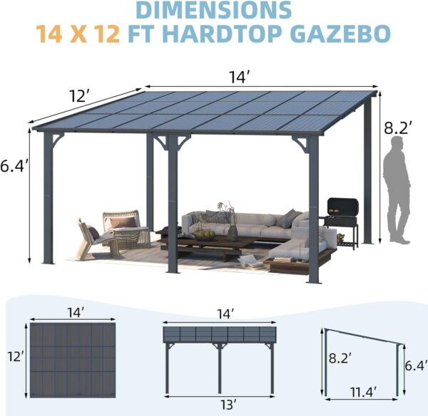 Aecojoy 14×12 ft Aluminum Pergola with Canopy