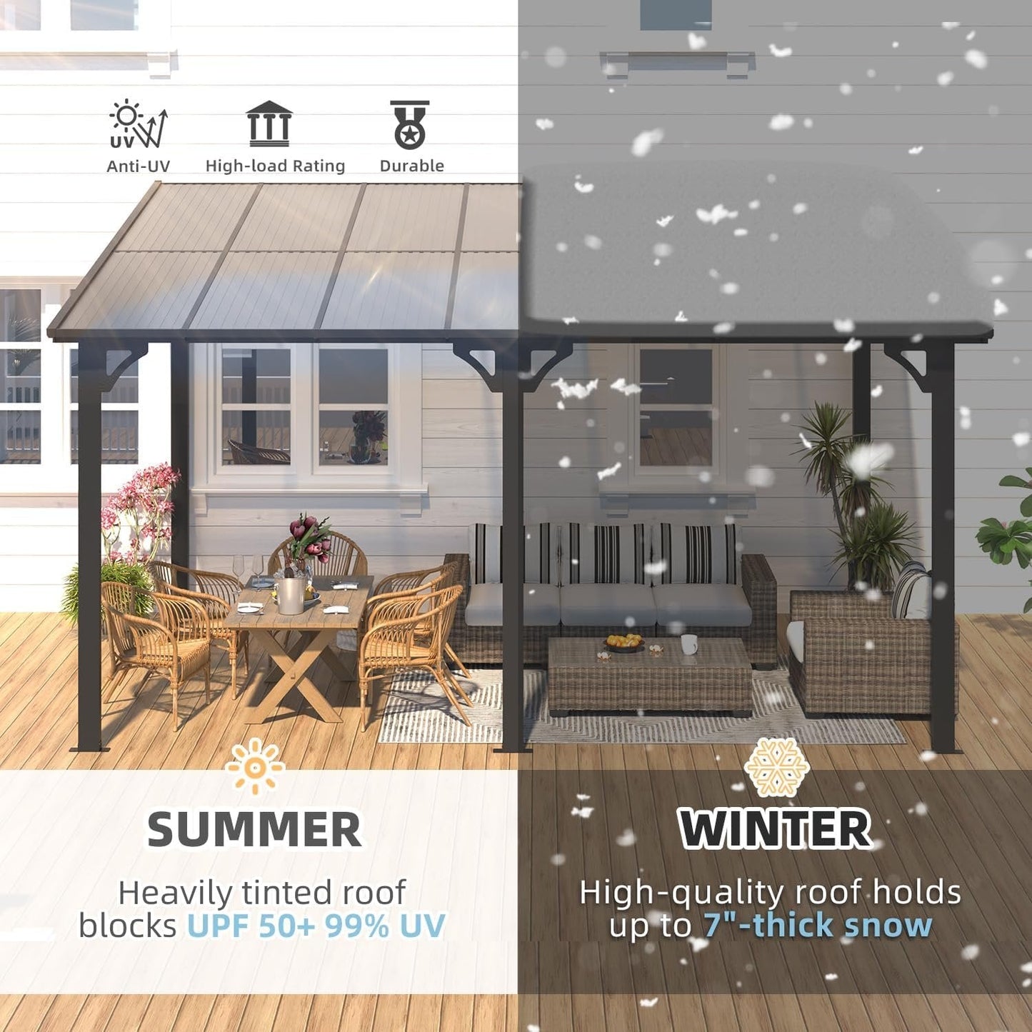 Aecojoy Aluminum Pergola with Canopy