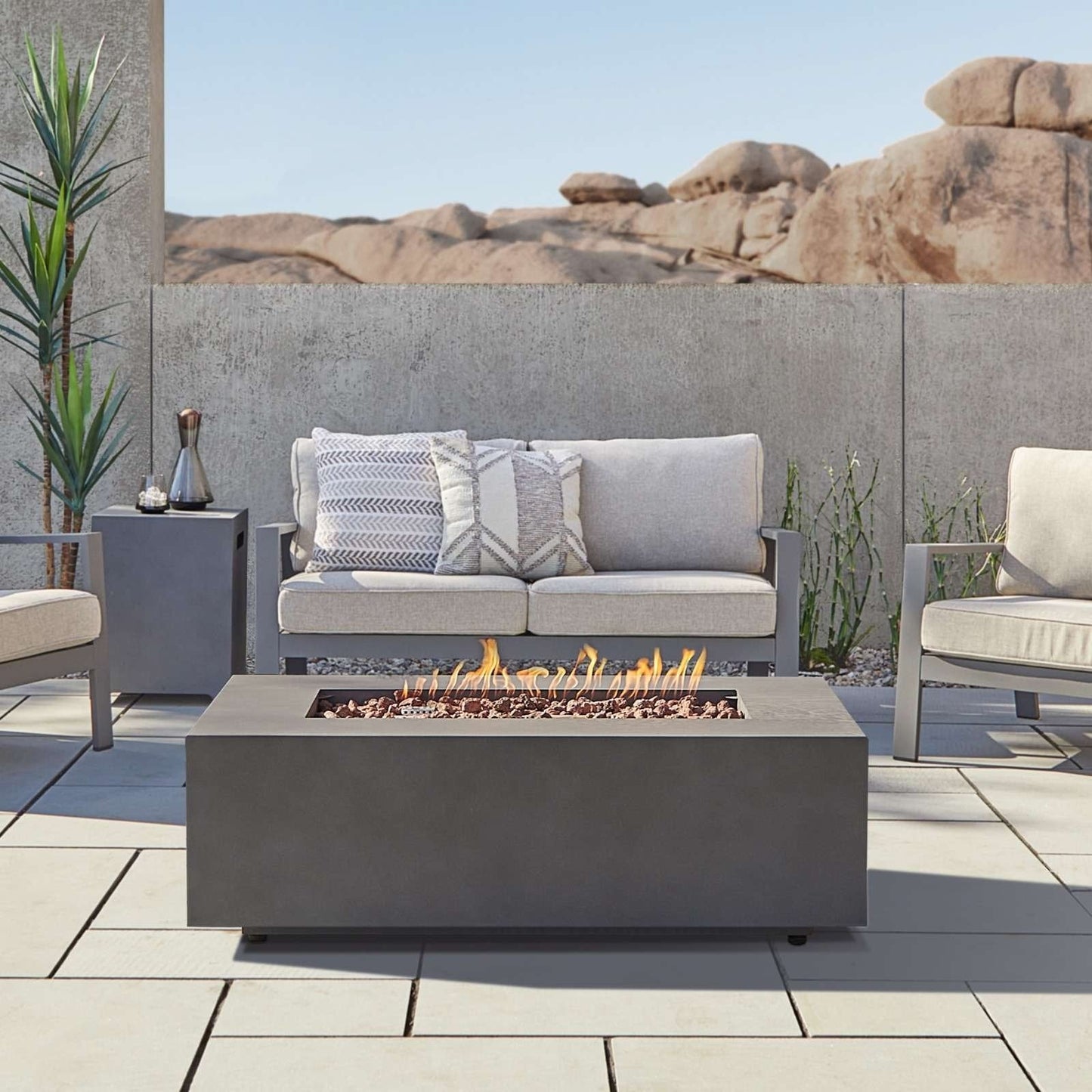 Real Flame Aegean 50″ Rectangle Propane Gas Outdoor Fire Table