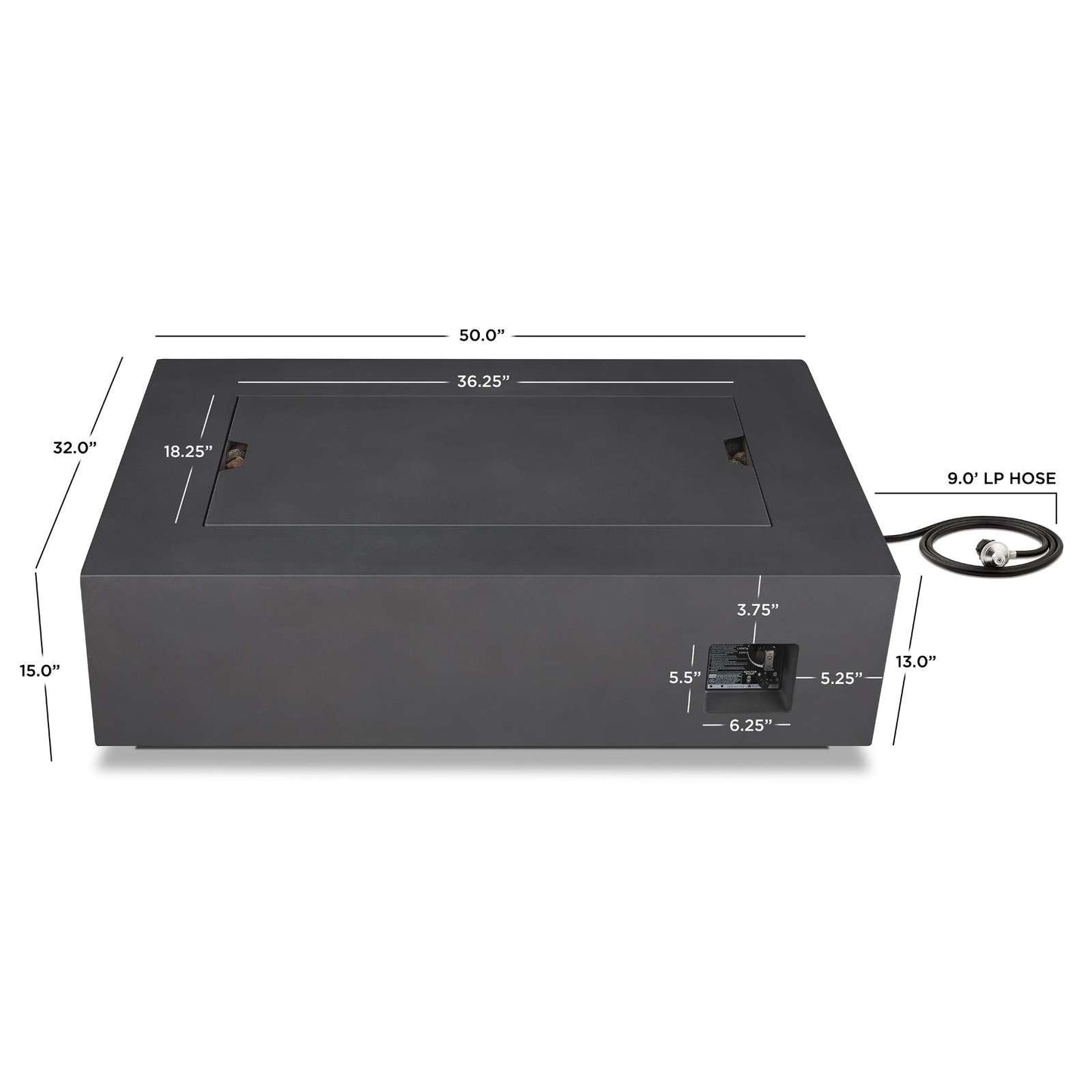 Real Flame Aegean 50″ Rectangle Propane Gas Outdoor Fire Table
