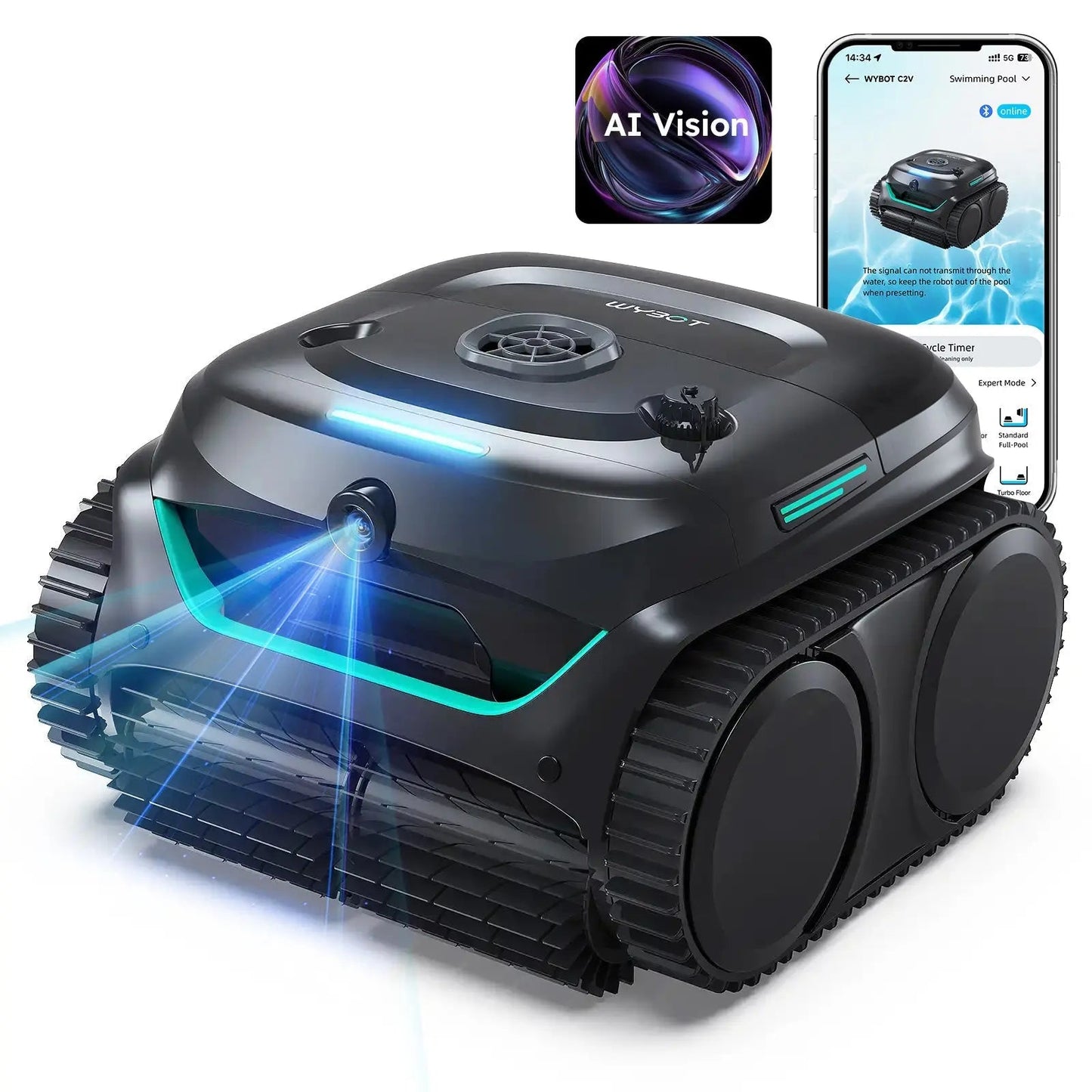 WYBOT C2 Vision Cordless Robotic Pool Cleaner – AI Camera Debris Targeting