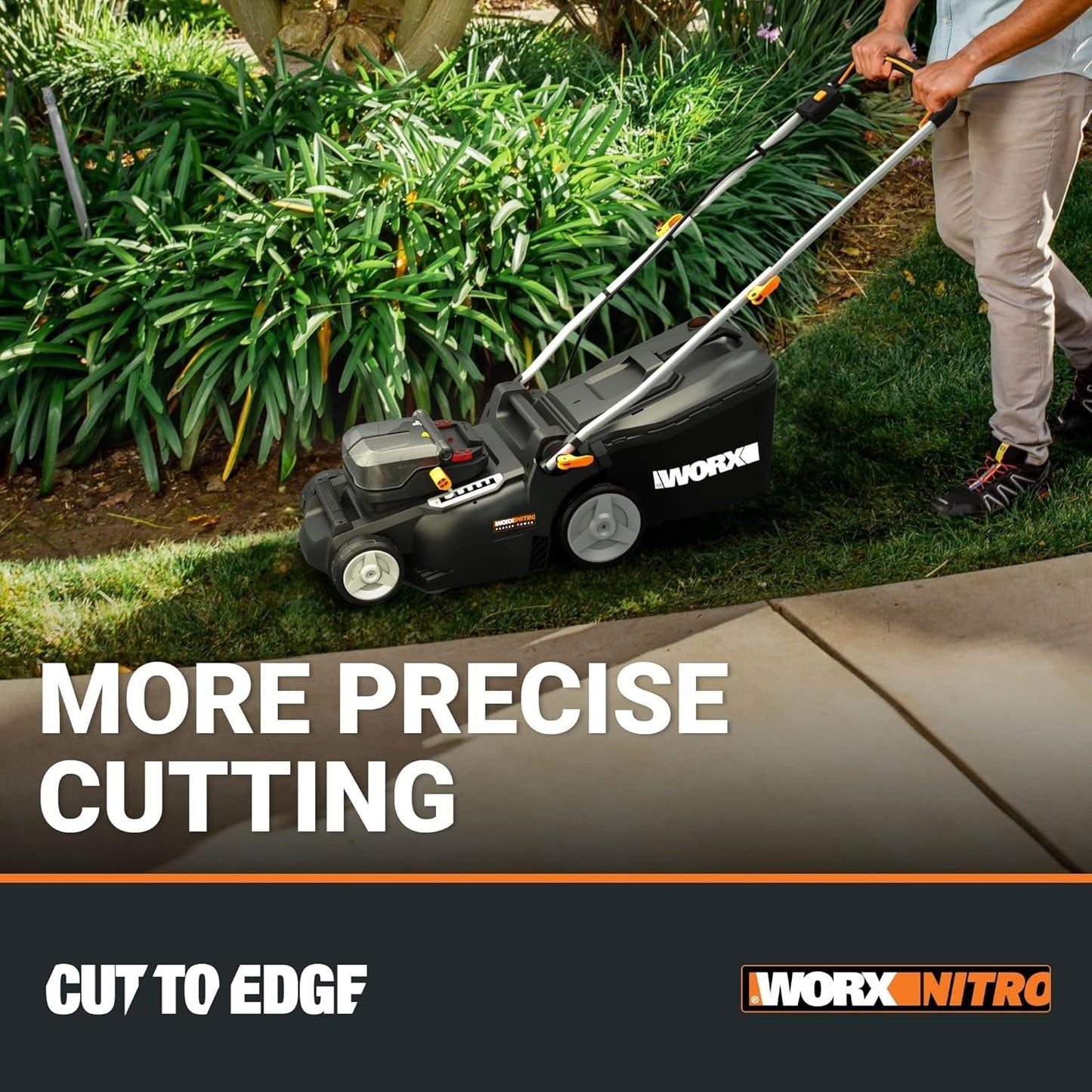 WORX Nitro 40V 16″ Cordless Lawn Mower w/Brushless Motor 2.0 & Intellicut