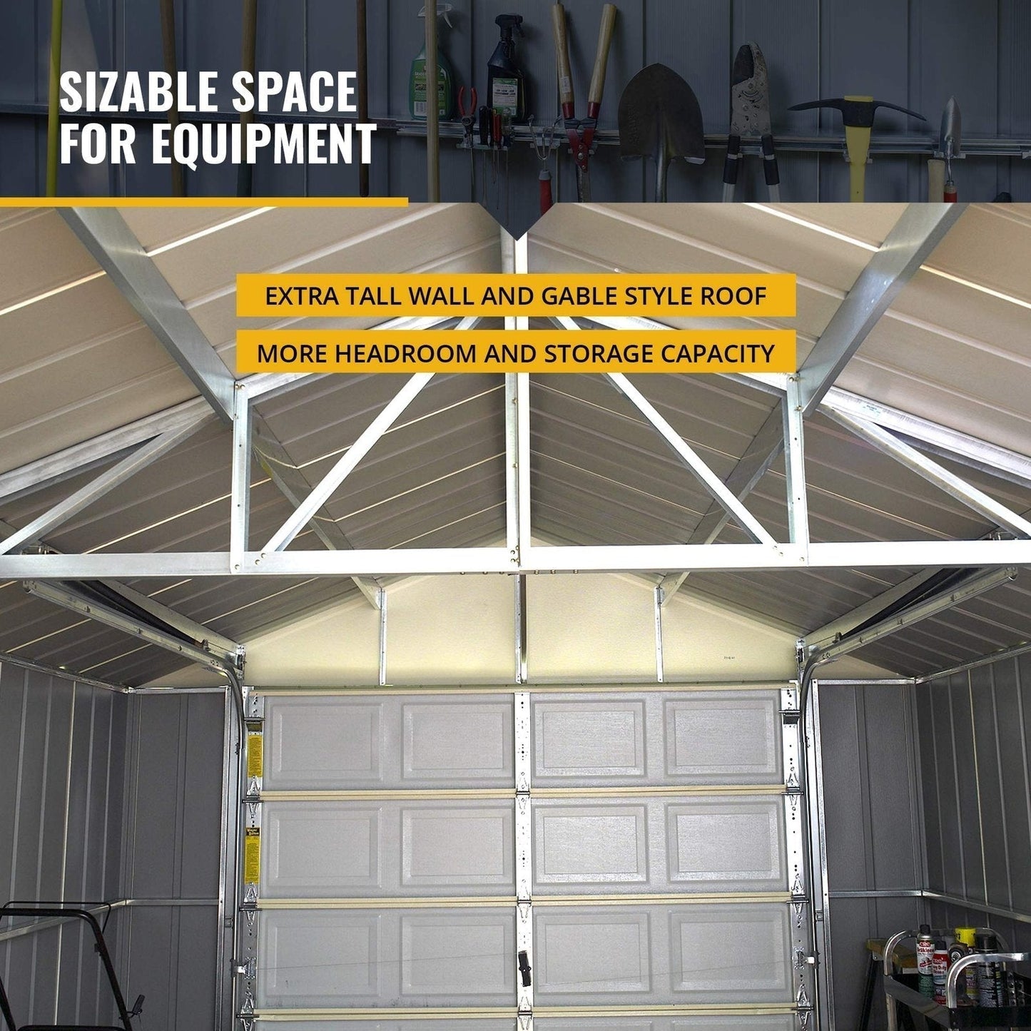 Arrow Shed 12′ x 31′ Murryhill Garage Galvanized Steel Extra Tall Walls Prefabricated Shed Storage Building, 12′ x 31′, Flute Gray