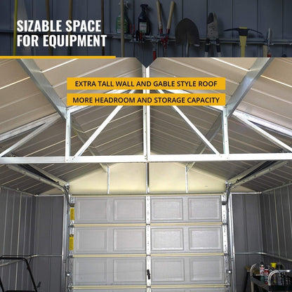 Arrow Shed 12′ x 31′ Murryhill Garage Galvanized Steel Extra Tall Walls Prefabricated Shed Storage Building, 12′ x 31′, Flute Gray