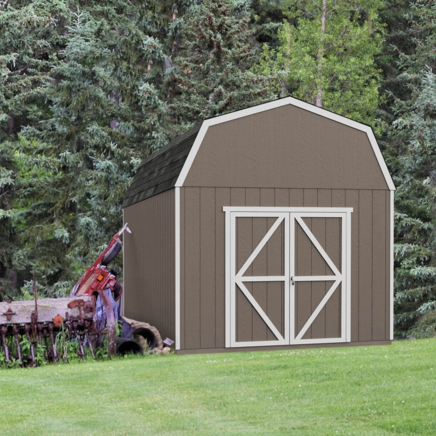 Handy Home Products Braymore 10×16 Do-It-Yourself Wooden Storage Shed Without Floor