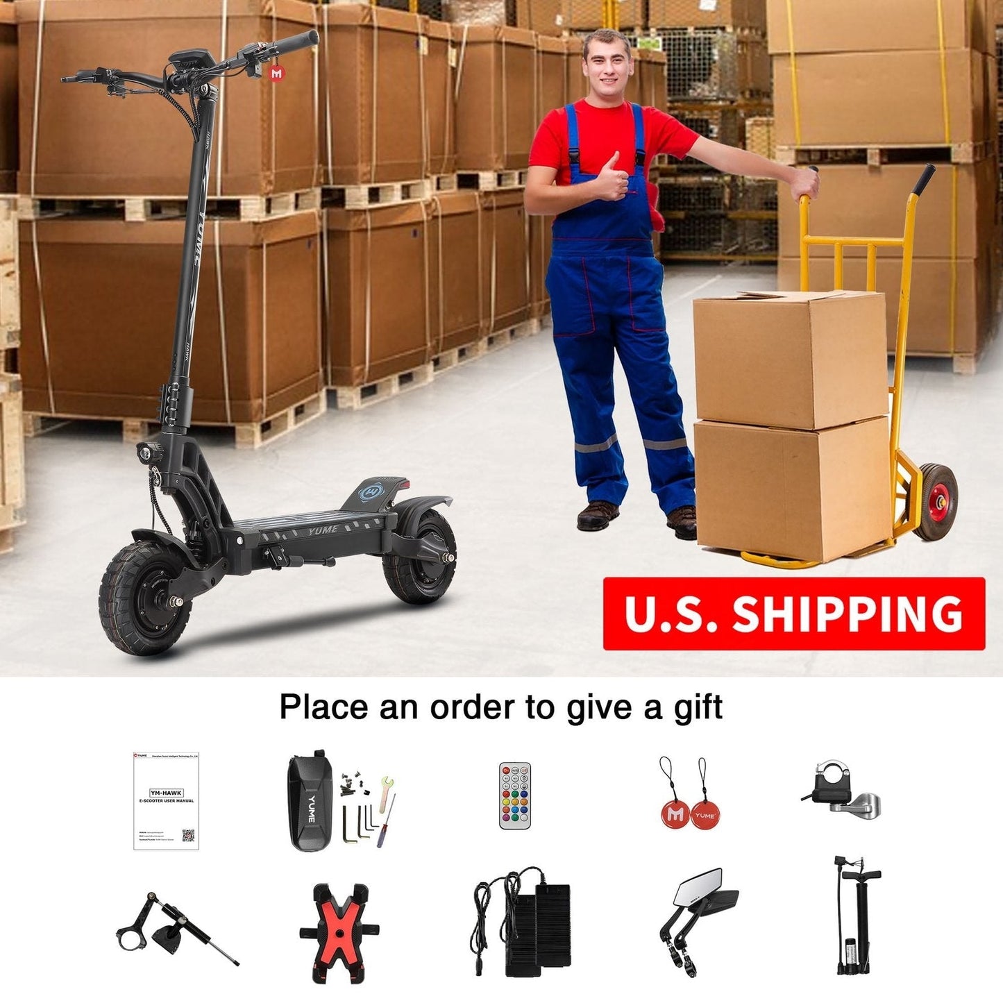 M YUME SCOOTER Hawk Dual Motor Electric Scooters for Adults 2400W 43MPH 43Miles Long Rang E-Scooter