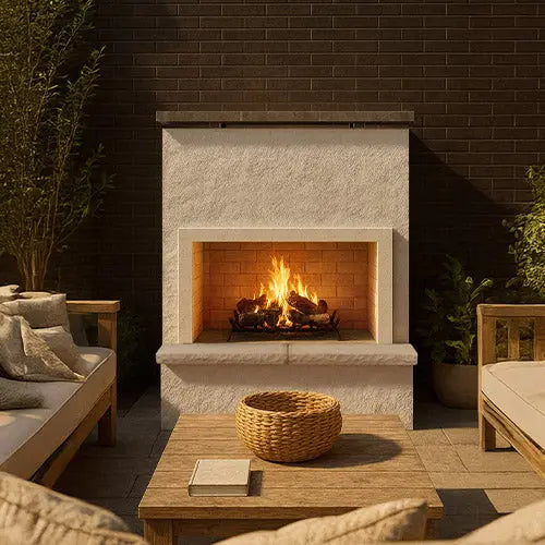Cal Flame - Monterey Modern Outdoor Gas Fireplace W/ Bottom Mantel | Model: FRP901-2